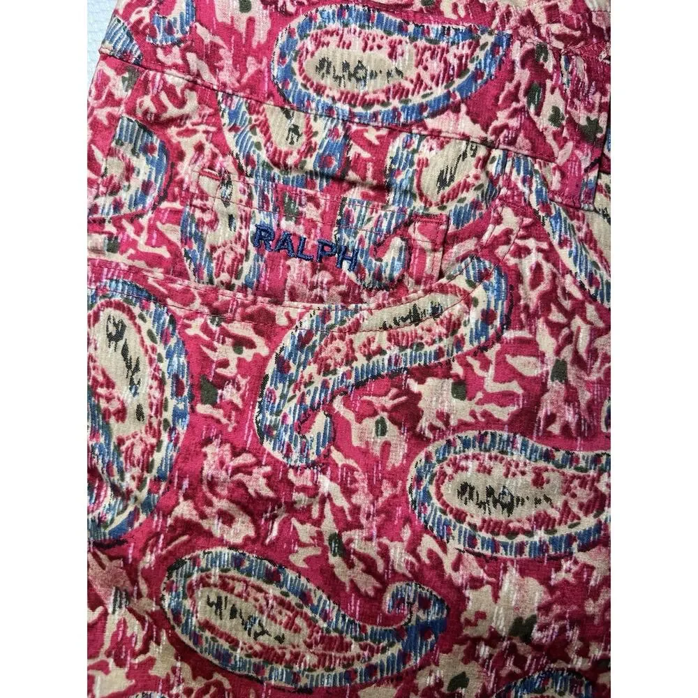 RALPH-Ralph Lauren-Ankle Pant (12) RED LABEL- Paisley-VTG-Preppy-Stretchy-EUC